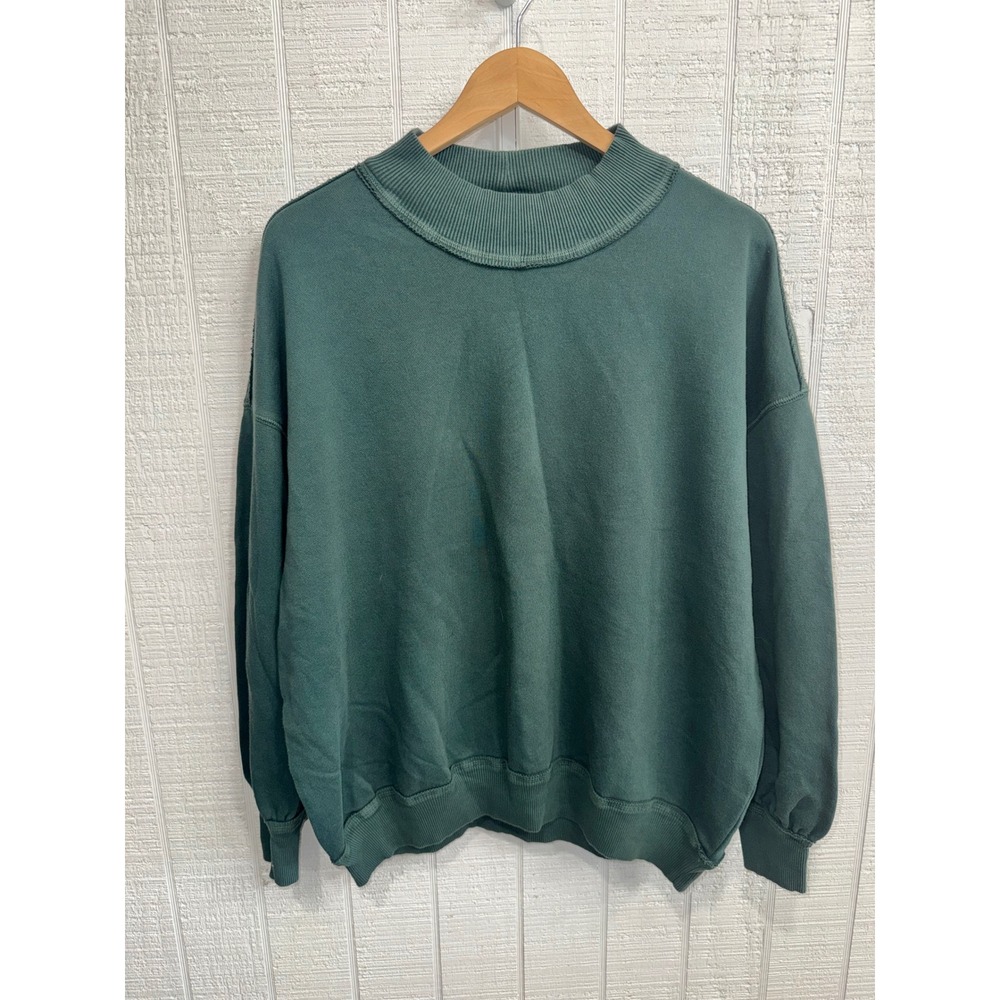 Free People We The Free Sweatshirt Women Green Mock Neck Oversized XS